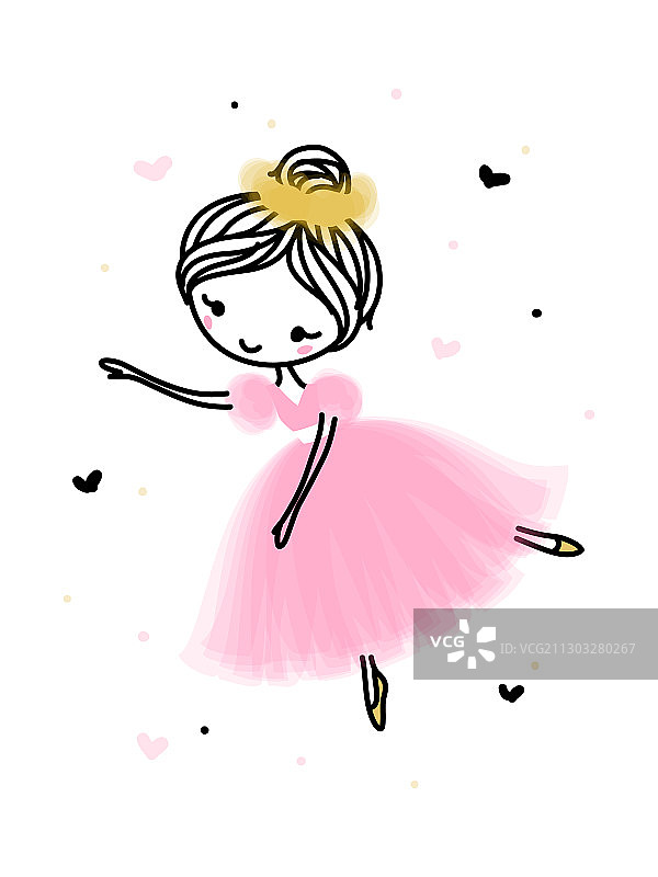 可爱的芭蕾舞女演员穿着粉红色的透明裙子图片素材