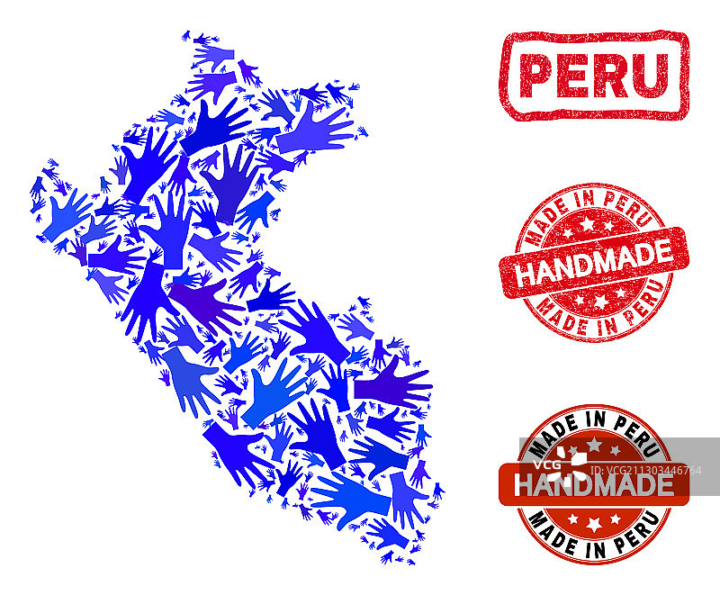 手工拼贴秘鲁地图和忧伤手工制作图片素材
