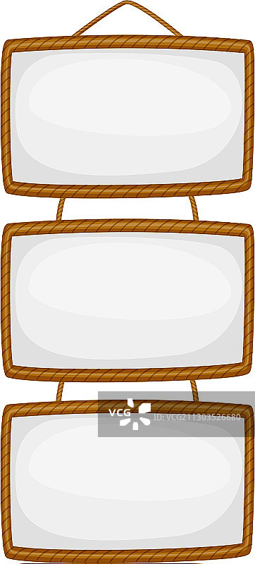 空白的标志模板与木制框架在白色图片素材