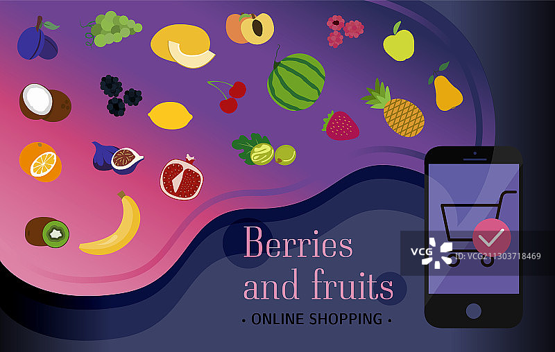 智能手机屏幕上的订购浆果和图片素材