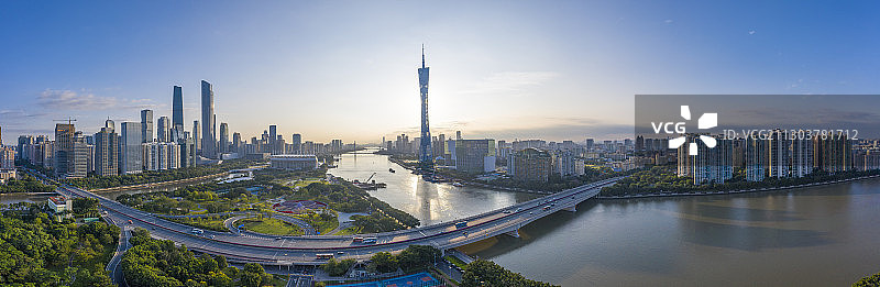 航拍中国广州城市天际线风光图片素材