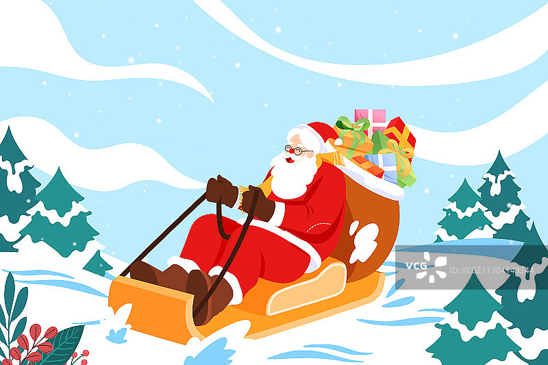 卡通冬季温暖促销冬日大促购物节圣诞节平安夜圣诞老人矢量插画图片素材