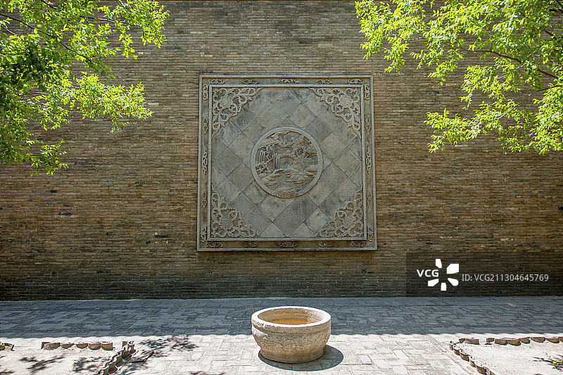 山西省晋中市榆次老城榆次县衙庭院墙雕图片素材