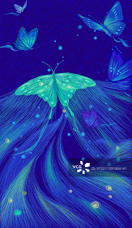 夜里飞舞的蝴蝶背景图片素材