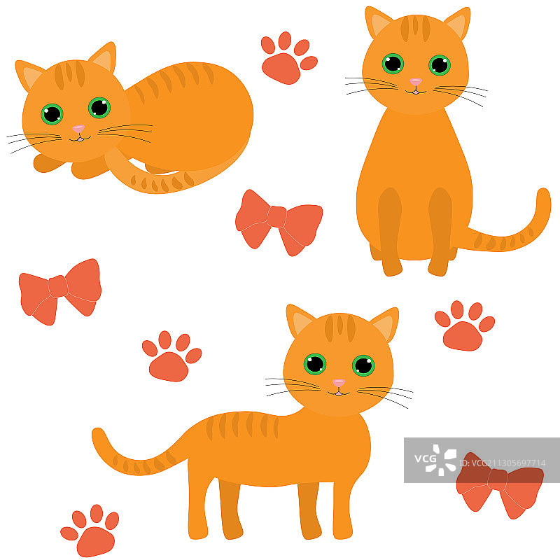 猫无缝图案红蝴蝶结图片素材