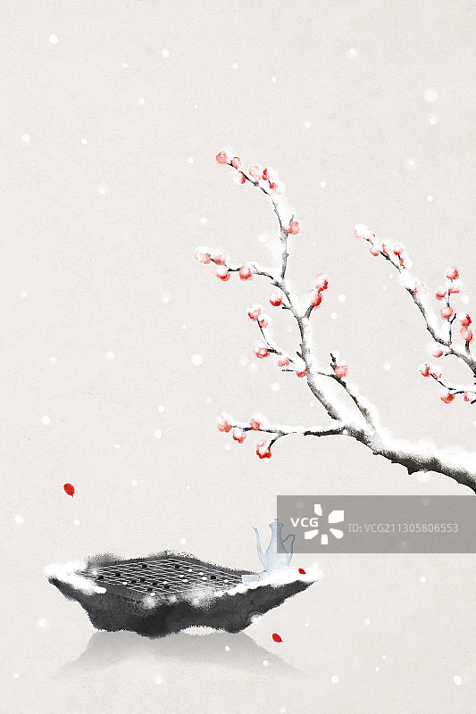 大雪中国风插画图片素材