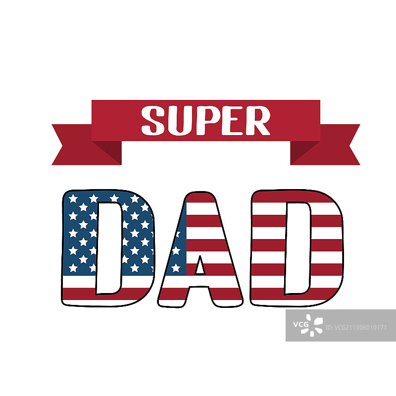 超级爸爸的字母与美国国旗隔离图片素材
