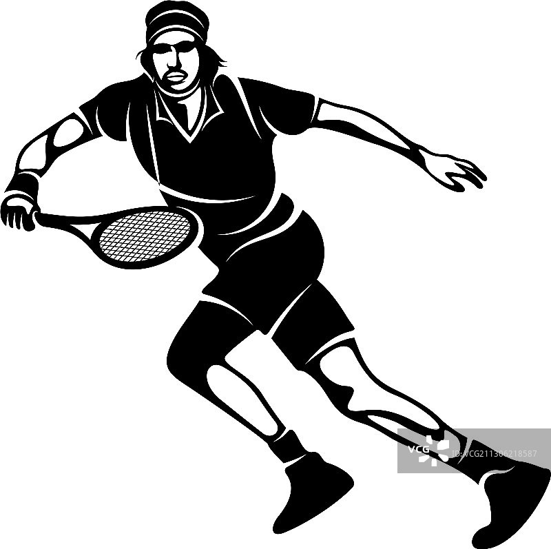 网球运动员程式化的标志模板符号图片素材