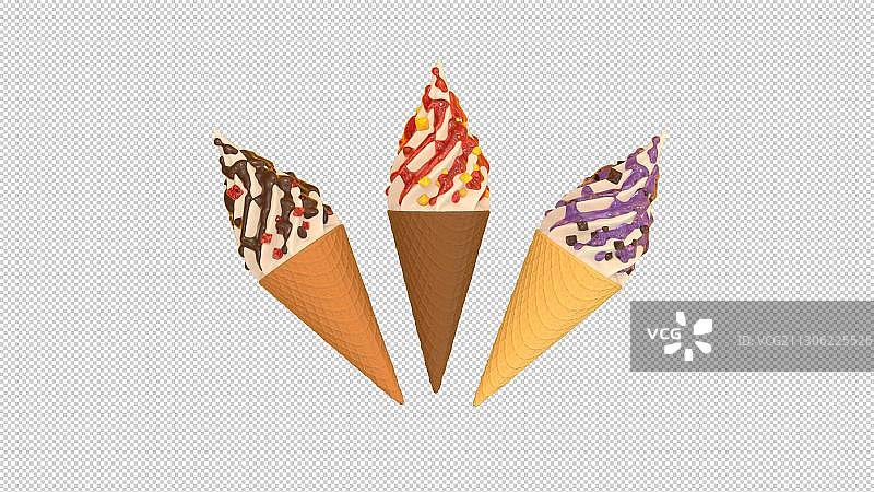 3d写实的甜筒冰淇淋图片素材