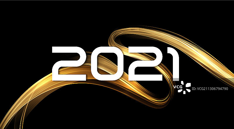 2021年新年抽象闪亮的彩色金波图片素材