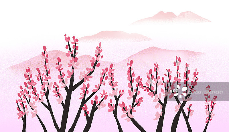 春天山上的梅花图片素材