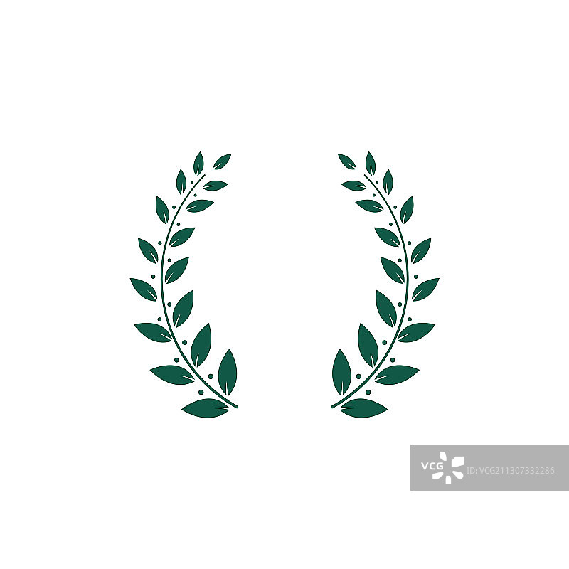 绿色两枝月桂或橄榄花环或框图片素材
