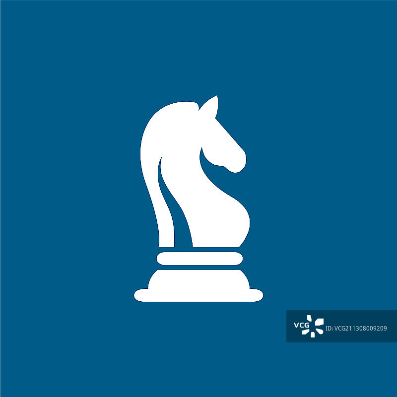 象棋骑士图标在蓝色背景蓝色平图片素材