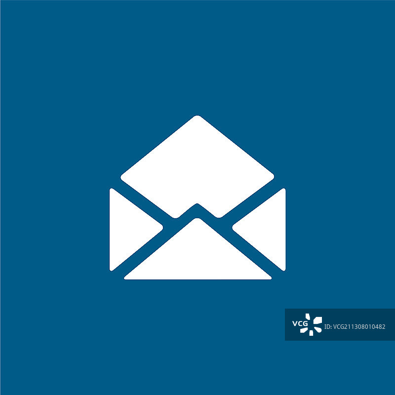 打开电子邮件图标在蓝色背景蓝色平坦图片素材
