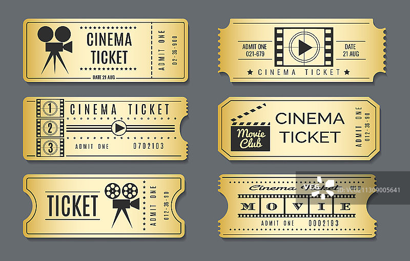 硬纸板老式电影票图片素材