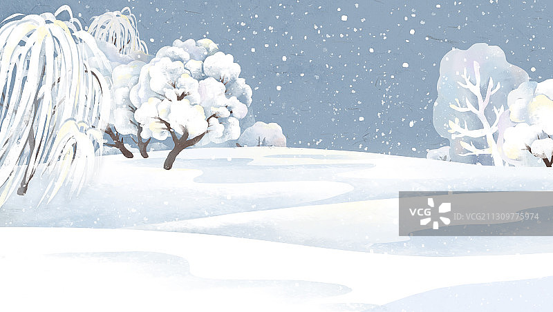 下雪的冬天节气插画图片素材