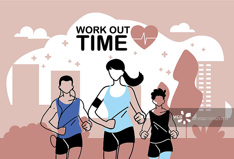 女人和男人跑步和锻炼时间图片素材