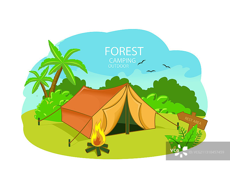 森林露营平台设计图片素材