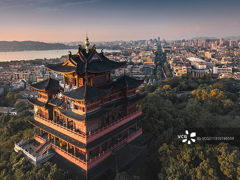 杭州城隍阁古建筑风光图片素材