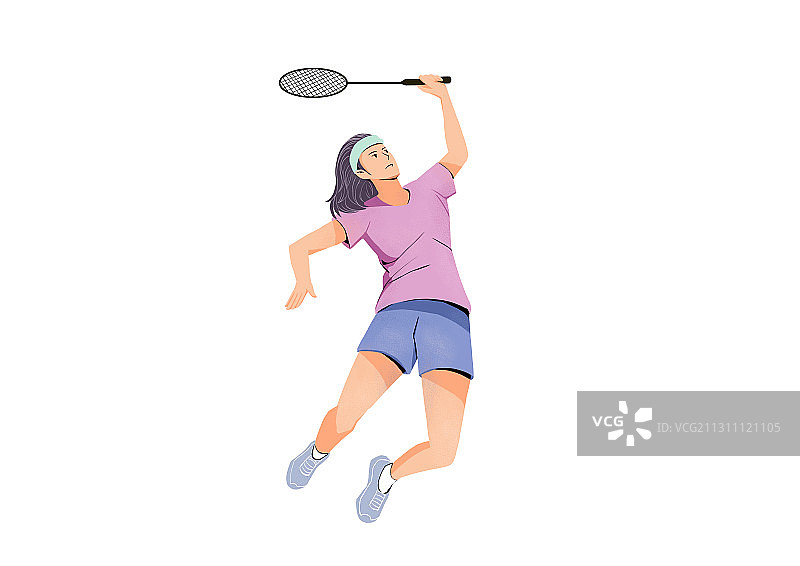 扁平肌理风格女子羽毛球比赛插画图片素材