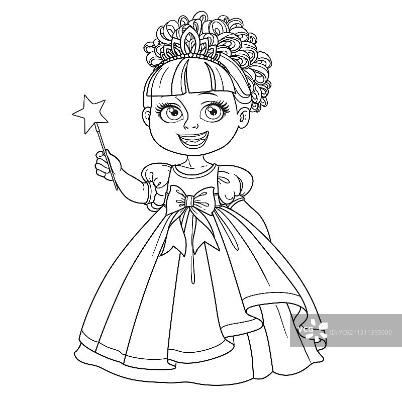 可爱的小公主穿着舞会礼服和头饰图片素材