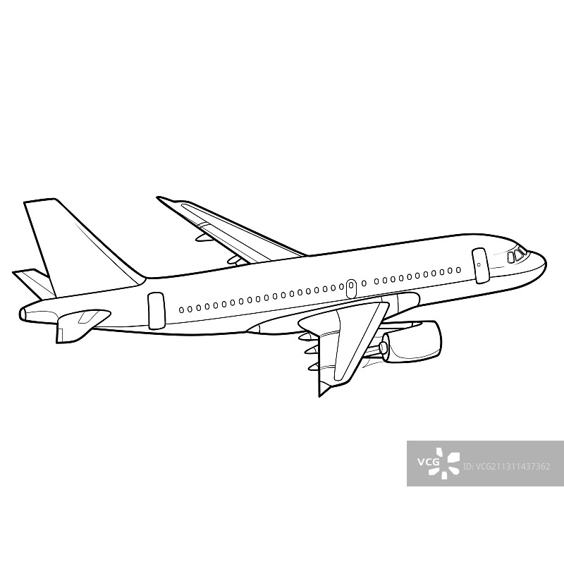 飞机草图着色孤立的对象在白色图片素材