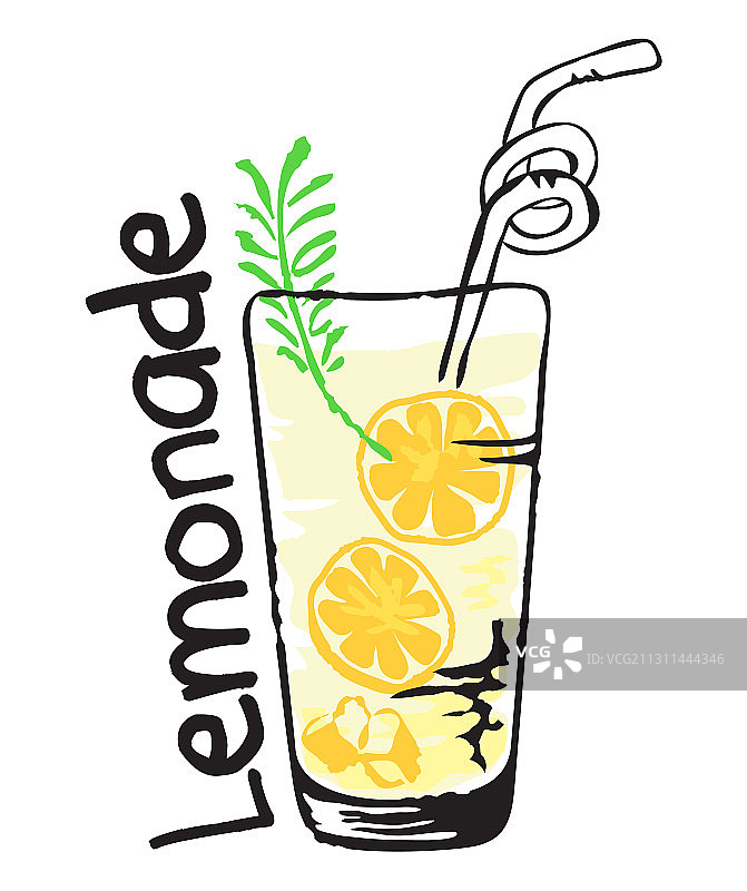 水彩柠檬水水果标签和贴纸图片素材