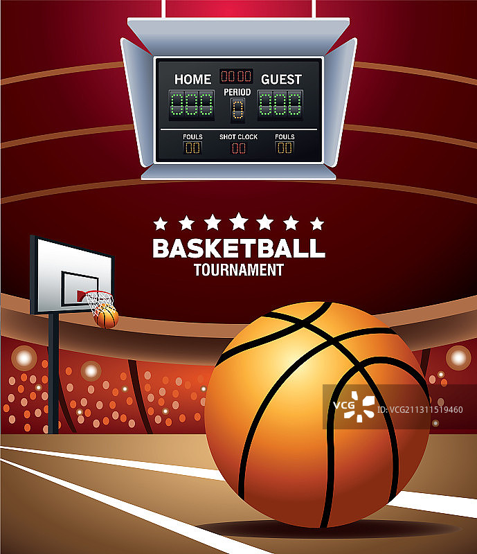 篮球运动海报与气球和图片素材