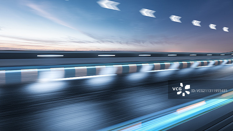 三维渲染的有光带的未来高速公路图片素材