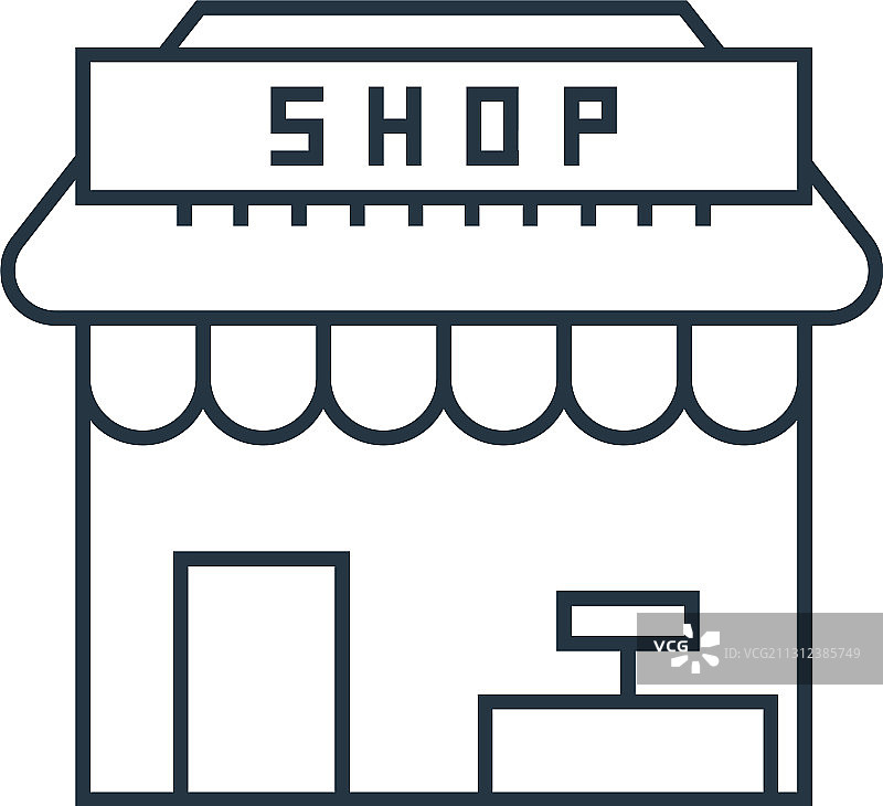 商店图标孤立的白色背景轮廓图片素材