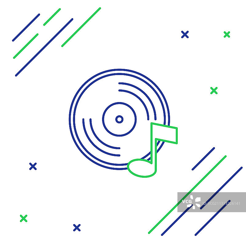 Line vinyl disk icon隔离在白色背景上图片素材
