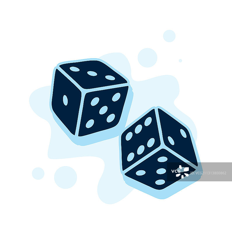 两个骰子方块的骰子与白点在一个白色图片素材