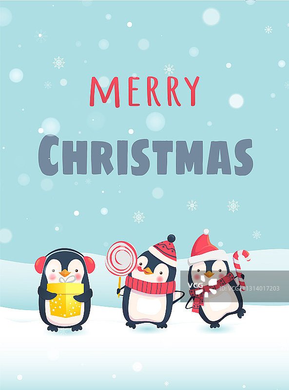 带圣诞礼物的企鹅图片素材