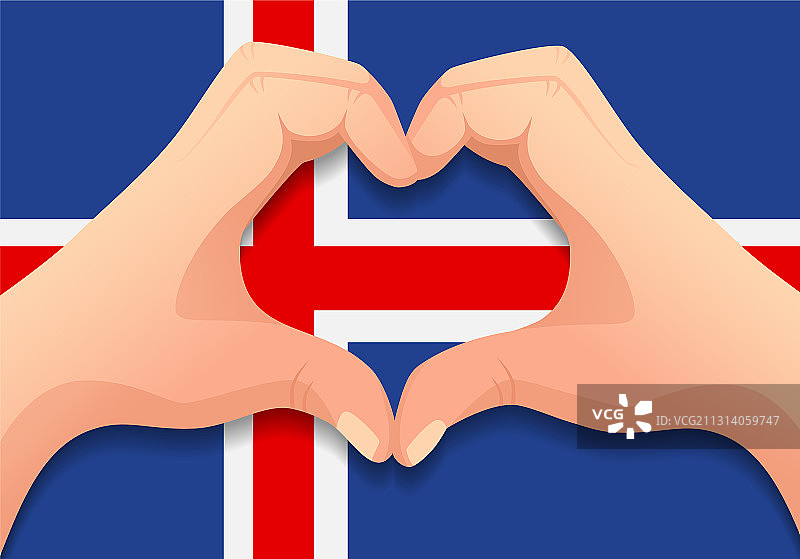 冰岛国旗和手心形图片素材