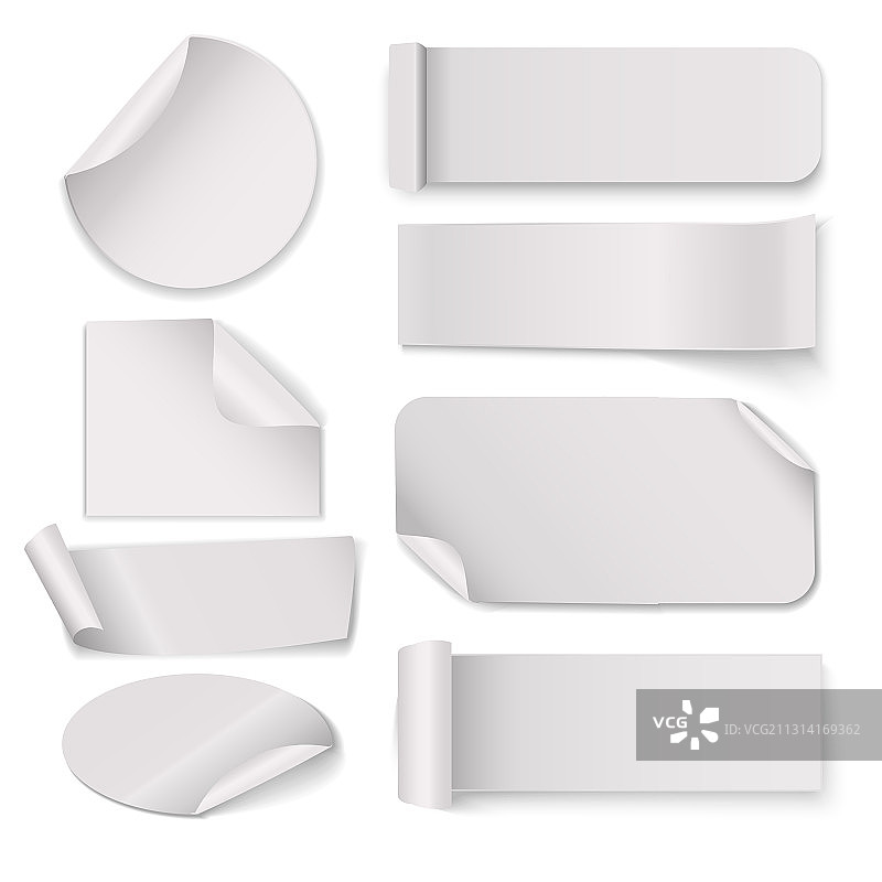 逼真详细的3d白色空白贴纸模板图片素材