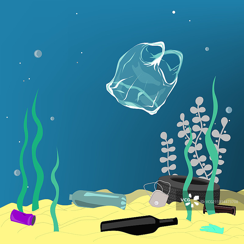 海底塑料污染垃圾图片素材