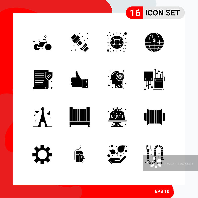 为政策设置16个商业固体符号包图片素材