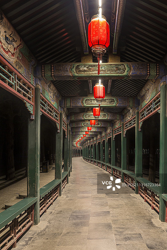 北京颐和园长廊夜景图片素材