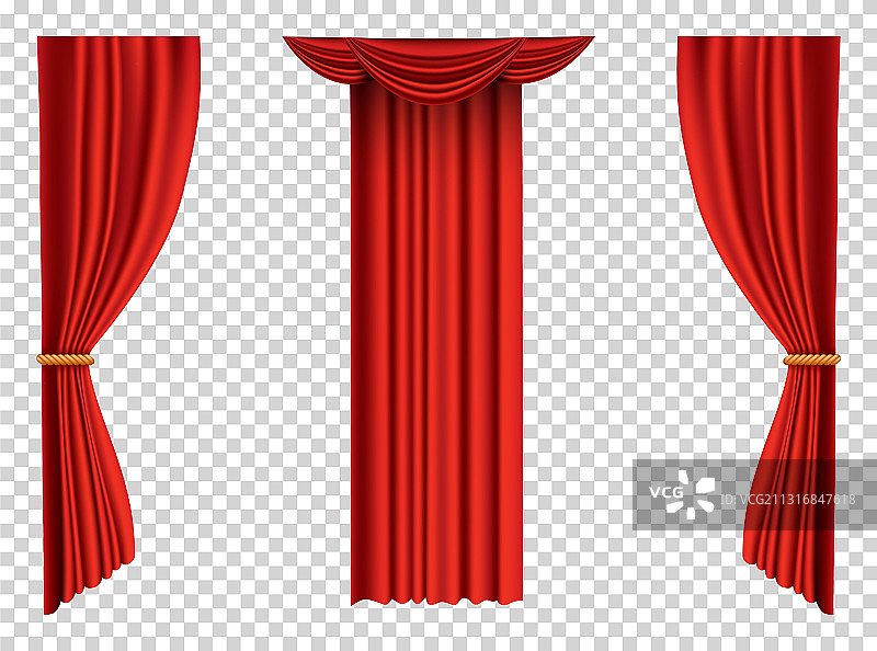 红色窗帘逼真的剧院织物丝绸图片素材