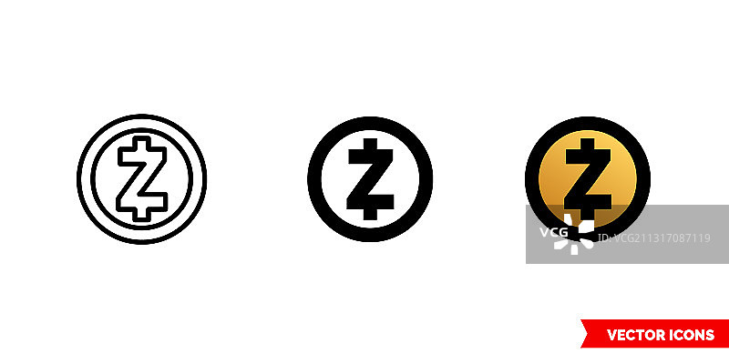 Zcash图标3种颜色黑白图片素材