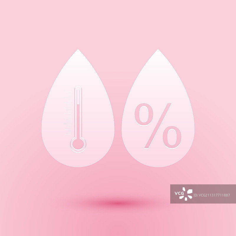 剪纸湿度图标孤立在粉红色图片素材