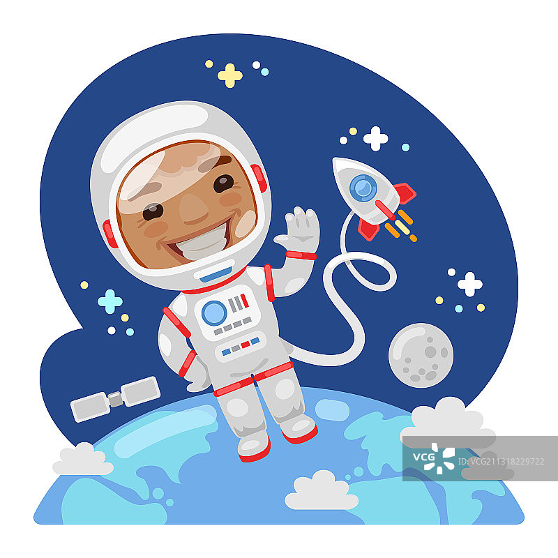 卡通宇航员在外太空图片素材