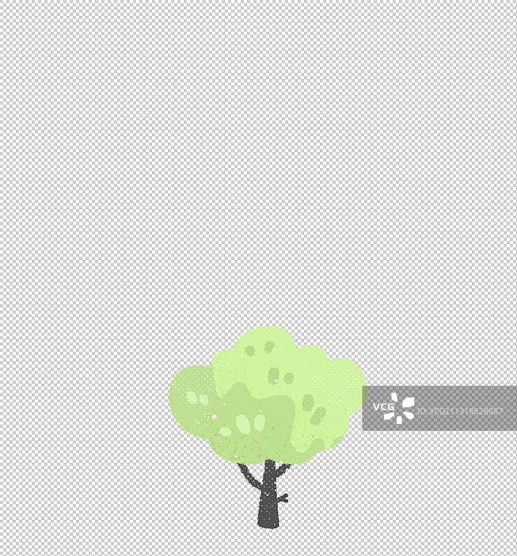 春天植树科普树种植物元素装饰卡通平面绿色苹果树图片素材