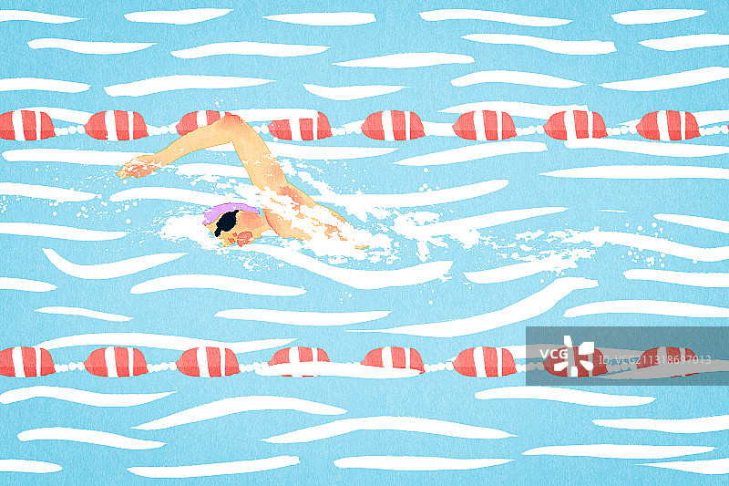 泳池自游泳插画图片素材