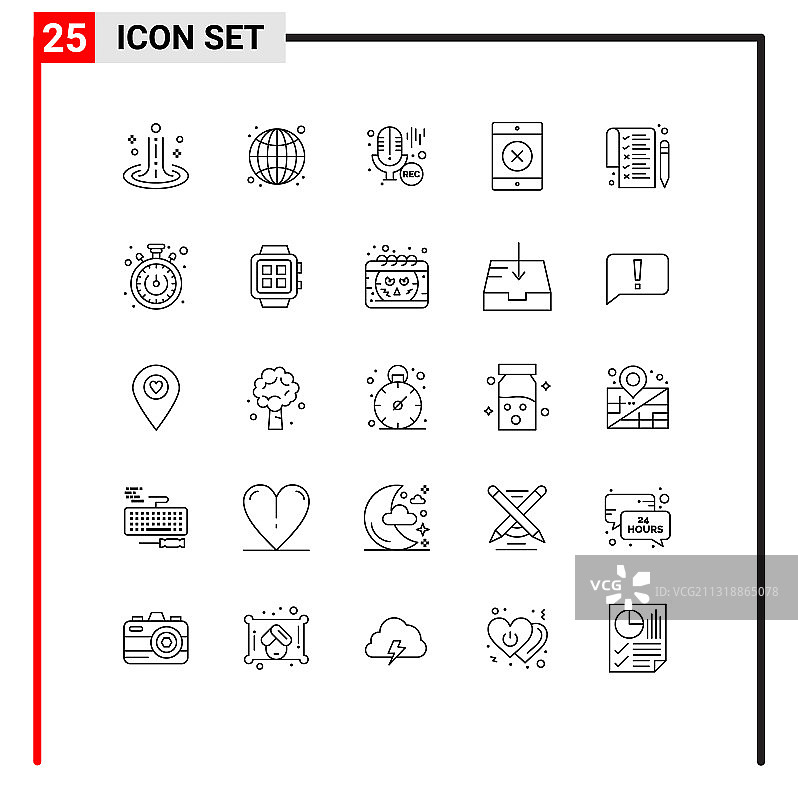 组25行符号和秒表符号图片素材