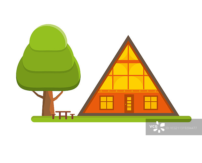 温馨的小木屋在一个森林家庭门户小屋图片素材