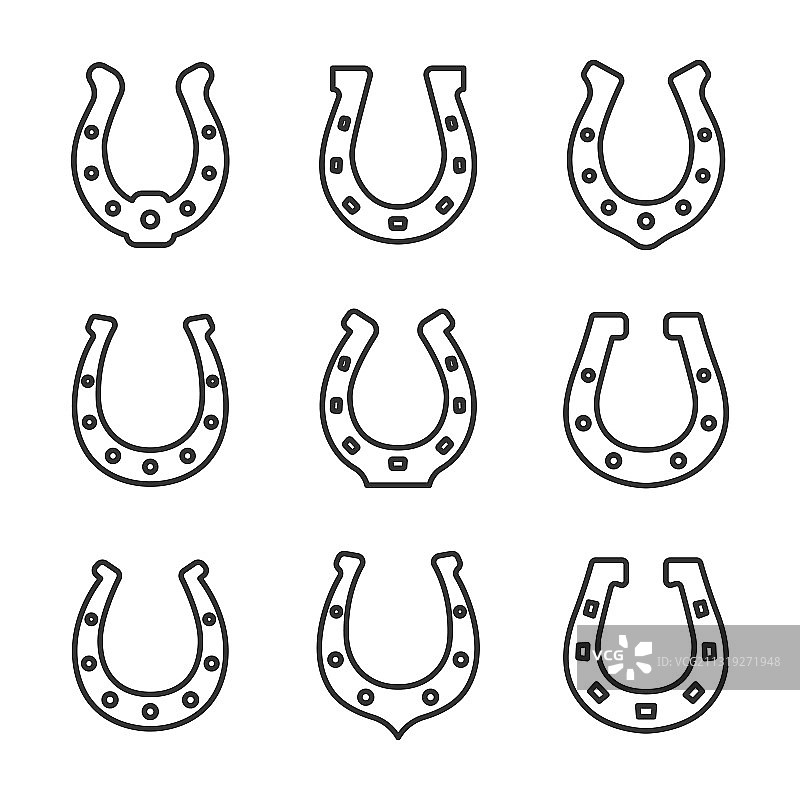 马蹄形轮廓图标设置黑色在白色图片素材