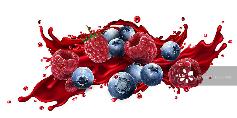 把果汁和蓝莓洒在一起图片素材