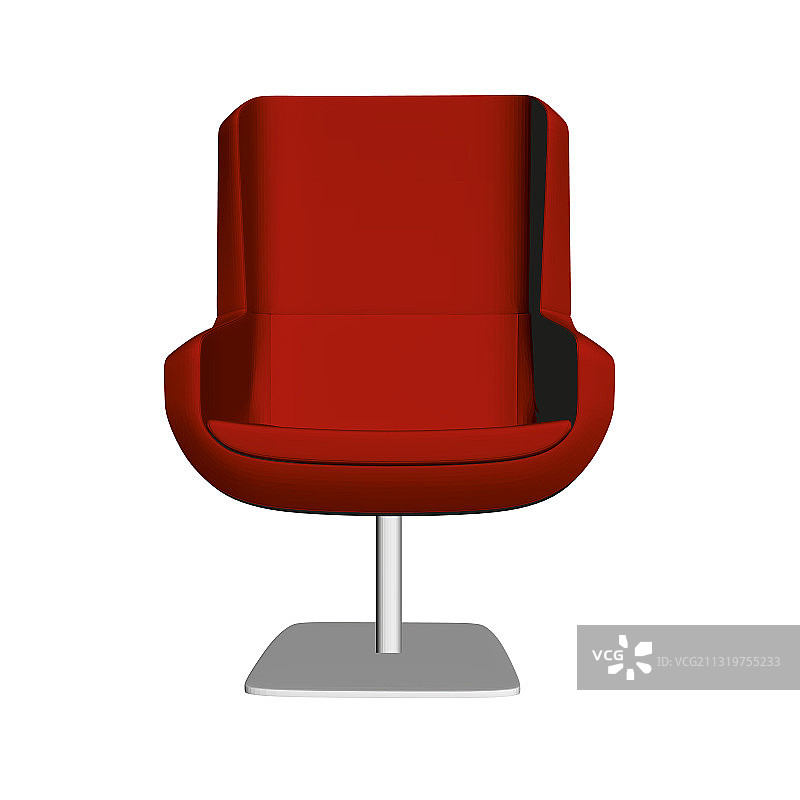 红色舒适的椅子前视图3d图片素材