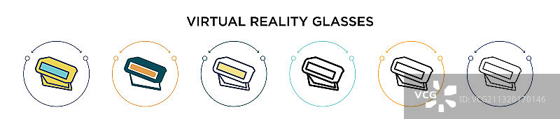 虚拟现实眼镜图标在填充细线图片素材
